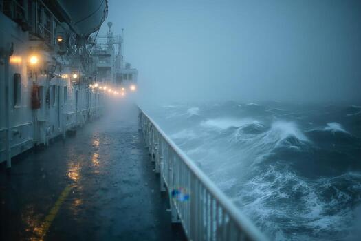 A view of the ocean from the deck of a ship photo