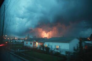 A view of a storm from a train window photo