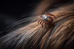 A tick on a dog's fur photo