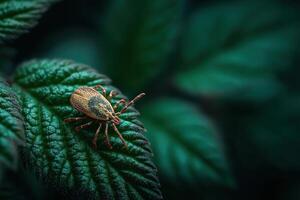 A tick on a leaf photo