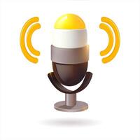 Innovative and Creative Microphone Design Tailored for Media Production and Podcasting in the style of 3D realism, cartoon design, 3D plastic with glossy highlights vector