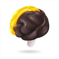 Icon of a glossy brain in 3D realism, cartoon design, 3D plastic with glossy highlights. vector