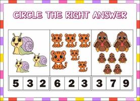 Counting activity with cute animals for kids vector