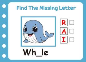 Whale missing letter activity vector