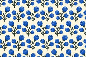 Blueberry Seamless pattern. Berry background. Bunch of currants on white background. Whole Ripe Blueberry. Repeatable texture with fresh juicy vitamin. illustration vector