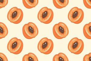 Fruits Seamless pattern. Apricot background. Fresh ripe apricot slices. Repeatable texture with juicy vitamin. illustration for print, wallpaper, textile, packaging, backdrop vector