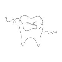 one line art Cavity illustration. line art, one continuous line, simple, hand drawn and sketch style. for icons, symbols, signs or logos vector