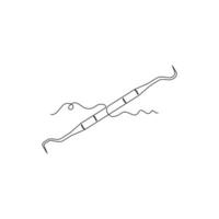 one line art Dental Pick illustration. line art, one continuous line, simple, hand drawn and sketch style. for icons, symbols, signs or logos vector