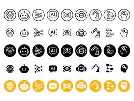 AI and Technology Icons Set vector