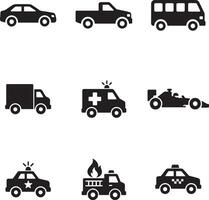 car icon solid bundle vector