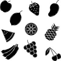 fruit icon solid bundle vector