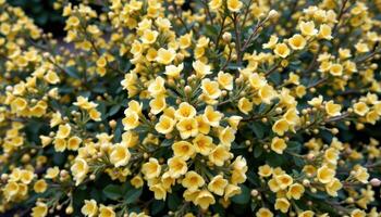 a flowering shrub bursting with yellow blooms photo