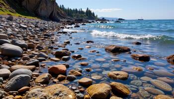 rocky tide pools along a rugged shores photo