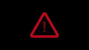 red critical animation intense flashing warning sign on a transparent background video