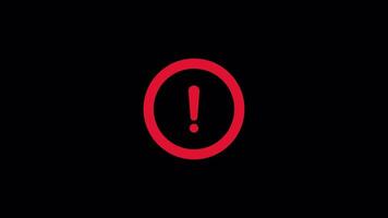 red critical warning exclamation mark in a circle or hazard risk warning message trouble sign, animated red warning icon with transparent background video