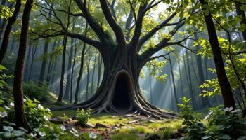 a hollow tree in the heart of the forests photo