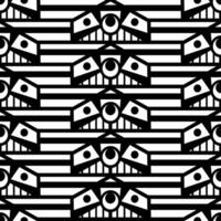 Seamless Black and white geometric pattern with wings vector