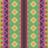Seamless tribal pattern with geometric triangles, rhombus and lines. Green ethno texture vector