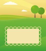 Summer invitation card. Simple nature design with trees and place for text. vector