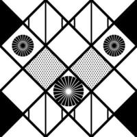 Black and white pattern with circles and rhombus vector