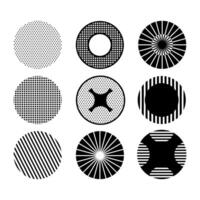 Set of Black and white pattern with circles. vector