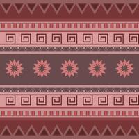 Geometric ethnic pattern with flowers vector