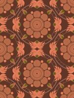 Ethnic circular pattern with leaves and flowers vector