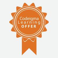 A badge with the words codigma learning offer vector