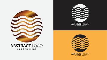 Modern Minimalist Golden Round Wave Circle Abstract Logo Design in Gradient Style Symbol for Branding vector
