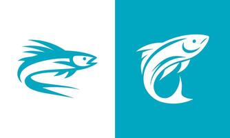 Abstract fish logo design two color variations vector