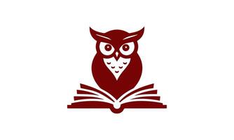 Wise owl perched on an open book logo design vector