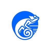 Abstract blue chameleon logo design illustration vector