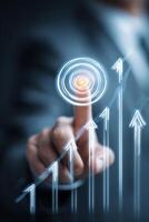 Business Professional Interacting With Digital Growth Indicators in a Corporate Environment. photo