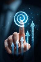 Business Professional Interacting With Digital Growth Indicators and Creative Graphics photo
