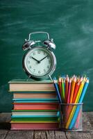 Study Tools Including Alarm Clock and Colored Pencils Enhance Learning Environment photo
