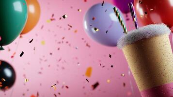 Colorful Party Celebration With Balloons and Sprinkles in a Festive Atmosphere photo