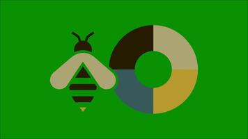 Animated Bee and Color Wheel on Green Background. video