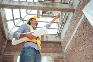 Portrait of engineers inspect and assess the residential home construction site's progress,111 photo