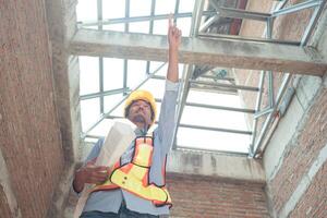 Portrait of engineers inspect and assess the residential home construction site's progress,39 photo