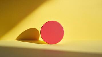 red circle on yellow background minimalist product photography photo