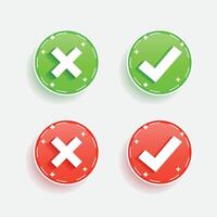Check Mark and Cross Mark Icons in Green and Red vector