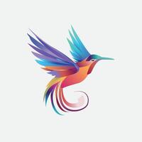 Colorful Gradient Hummingbird Illustration on a White Background vector
