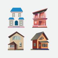 Collection of Four Stylized House Illustrations with Varied Architectural Designs set vector