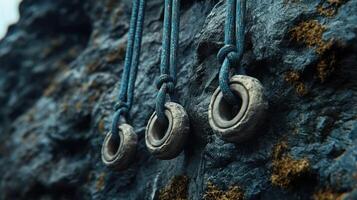 Close-up of climbing holds photo