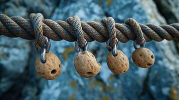 Rope with climbing holds photo