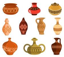 Decorative pots and vases collection vector