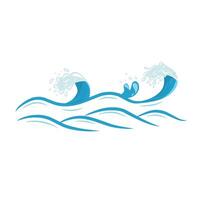 Graphic illustration of wave rolling up in ocean with blue, abstract wave illustration. vector