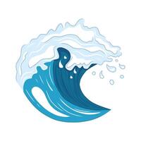 Wave rolling up in ocean design graphic illustration clip art. vector