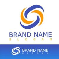 Dynamic and abstract logo featuring blue and orange swirling shapes forming a circular motion. Ideal for tech, energy, consulting, or creative industries vector
