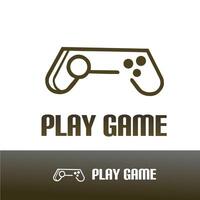 Minimalist gaming logo in brown, featuring a simple game controller outline and bold representing entertainment, gameplay, and modern digital experiences vector